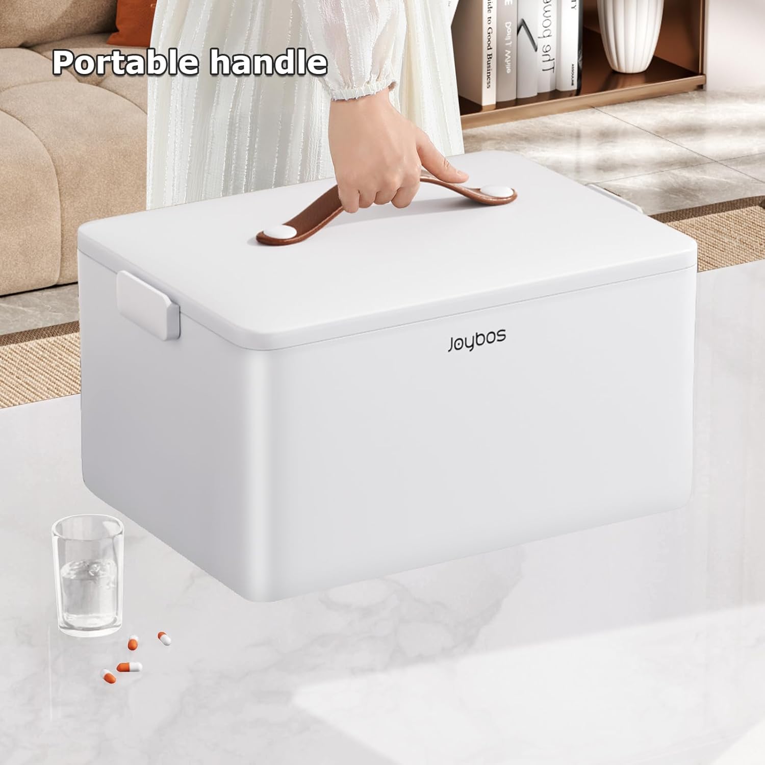 O-MART Medicine Cabinet Organizer with Leather Handle and 7-Day Pill Box