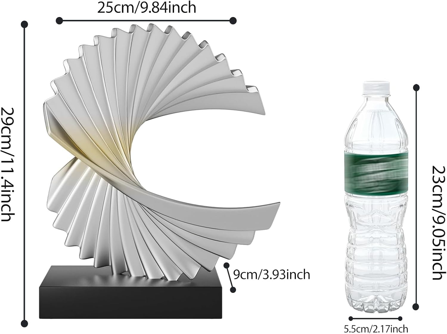 Ocean Wave Sculpture - Modern Abstract Statue Silver