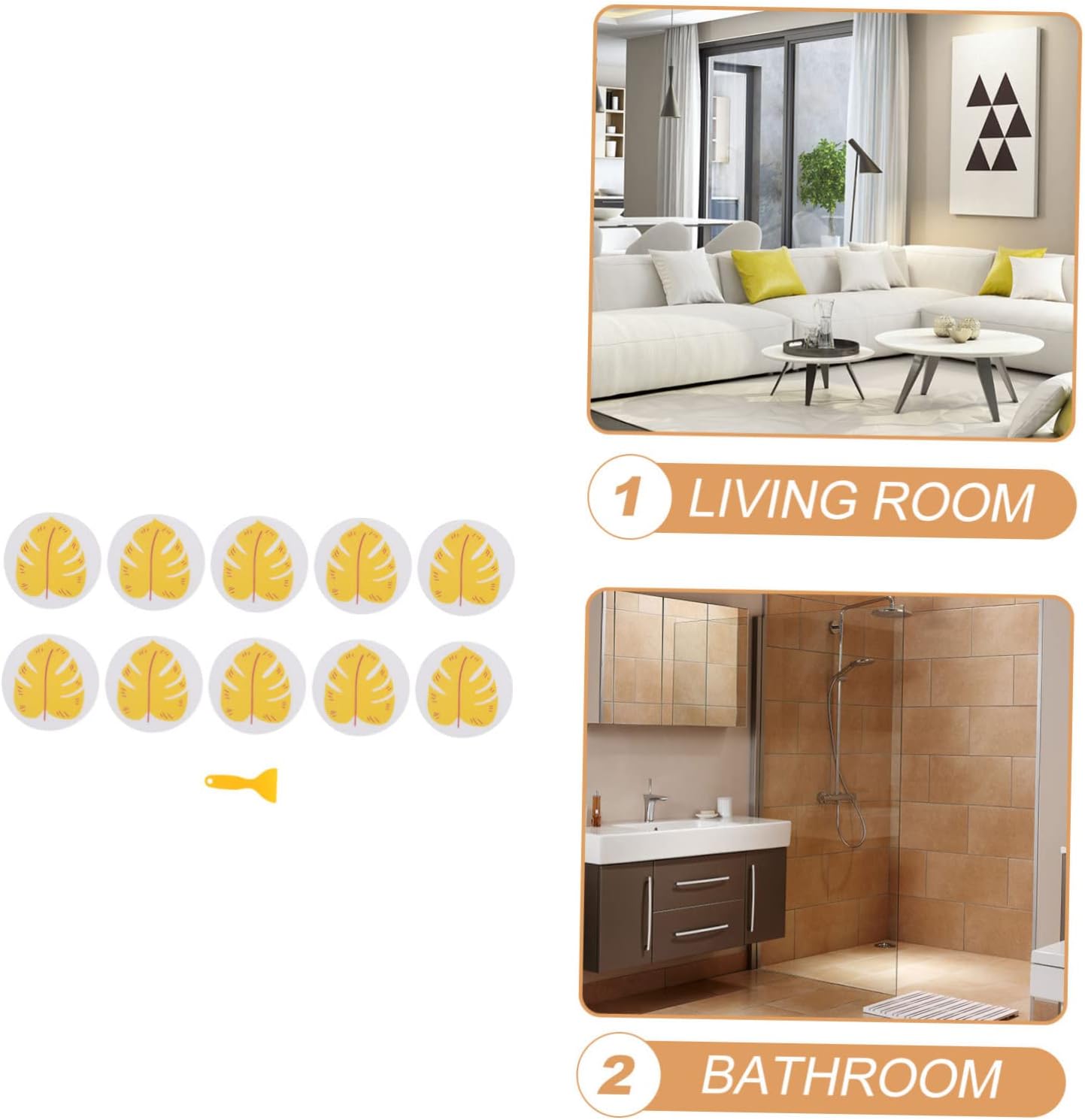 FONDOTIN Boys Girls Bath Stickers Tan Anti-Slip Waterproof Bathtub Appliques