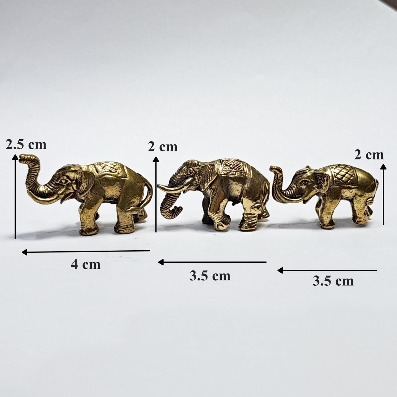 Thai Sawasdee Gold Elephant Statues Set of 3