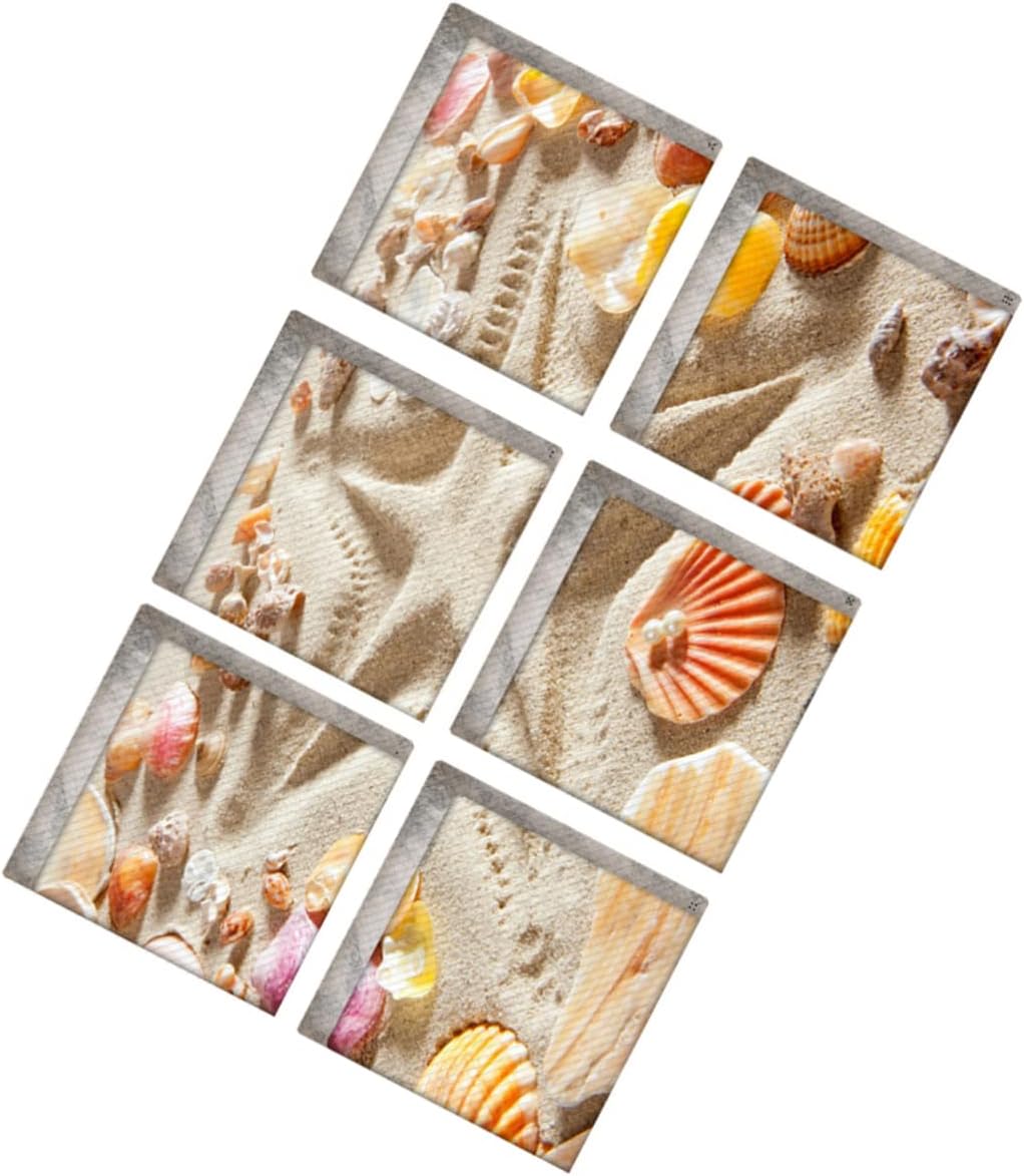 PRETYZOOM 6pcs Beach Pattern Bathtub Safety Stickers Non-Slip Treads for Bathrooms