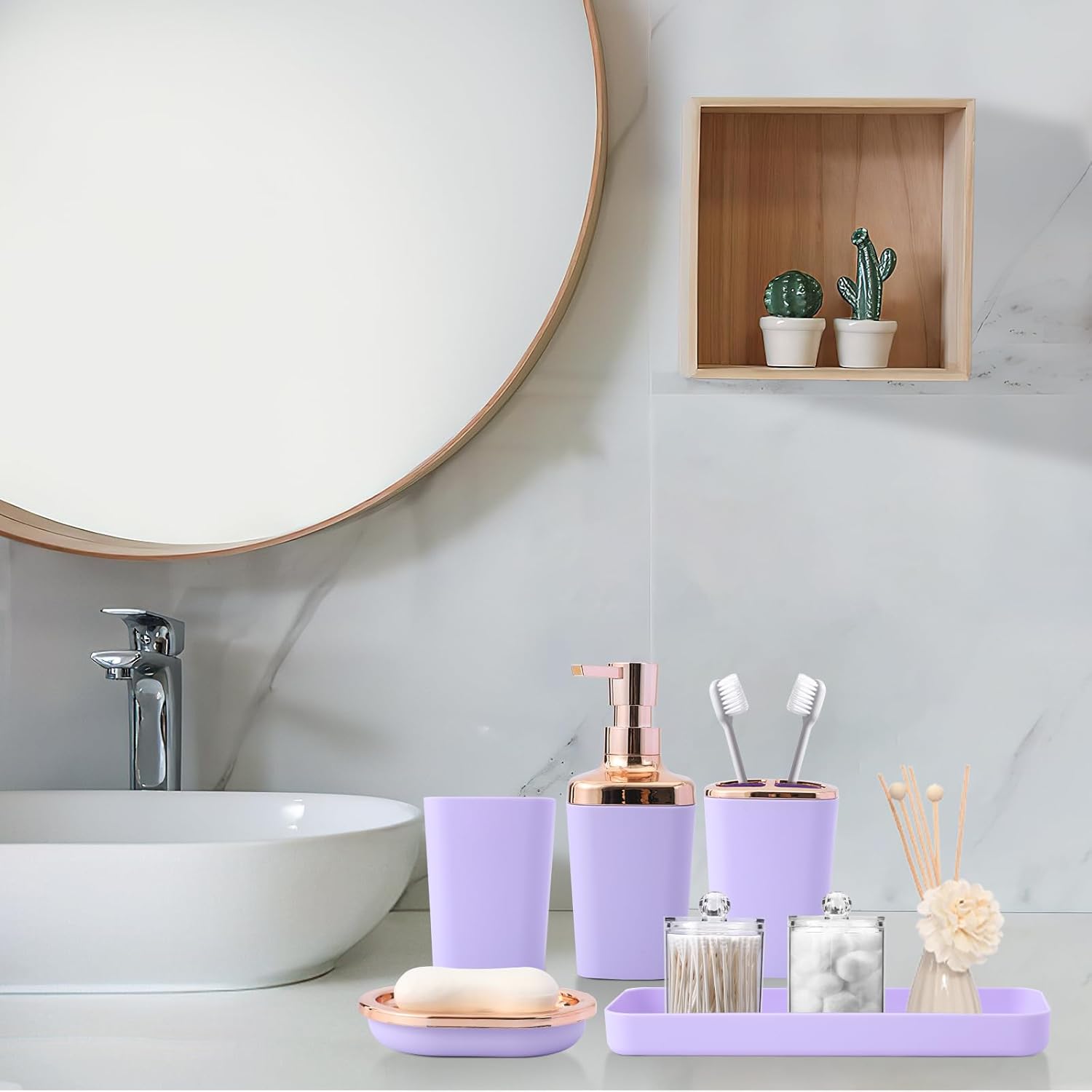 XLHOMO 9-Piece Purple Bathroom Accessories Set