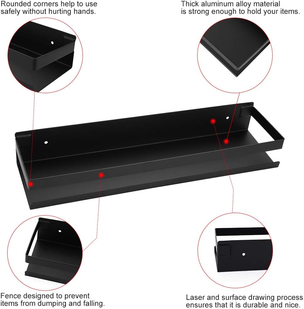 OwnMy Stainless Steel Shower Shelf 16 Inch Black