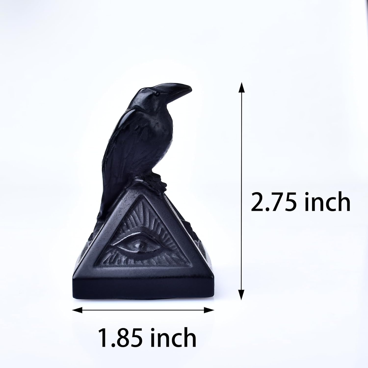 Natural Obsidian Raven Figurine Halloween Decoration