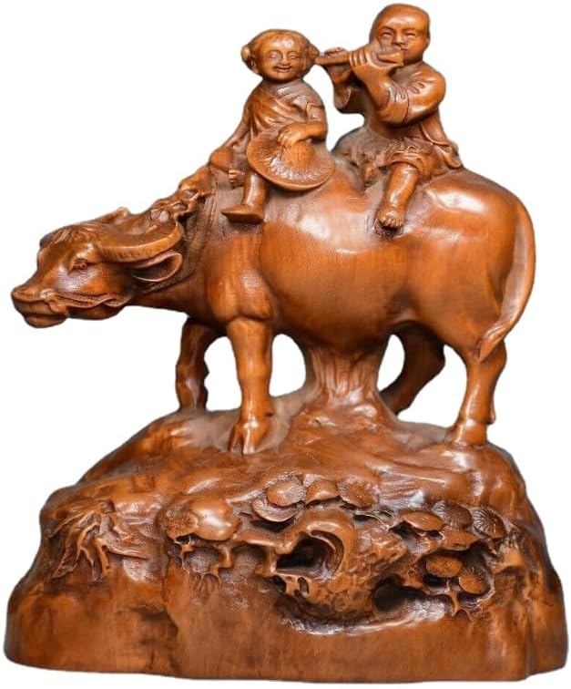 LimpaC Handmade Boxwood Ox Statue Decor
