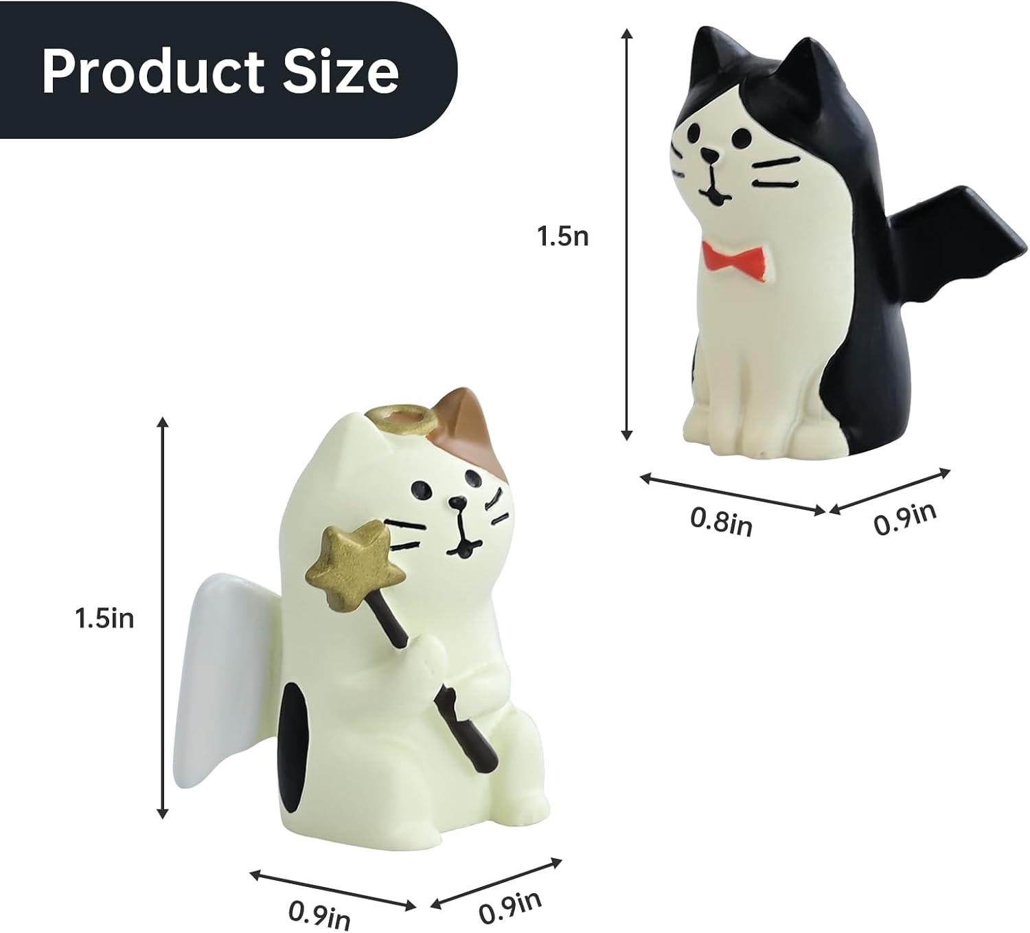 2Pcs Cute Mini Cat Figurine for Office Home Decor