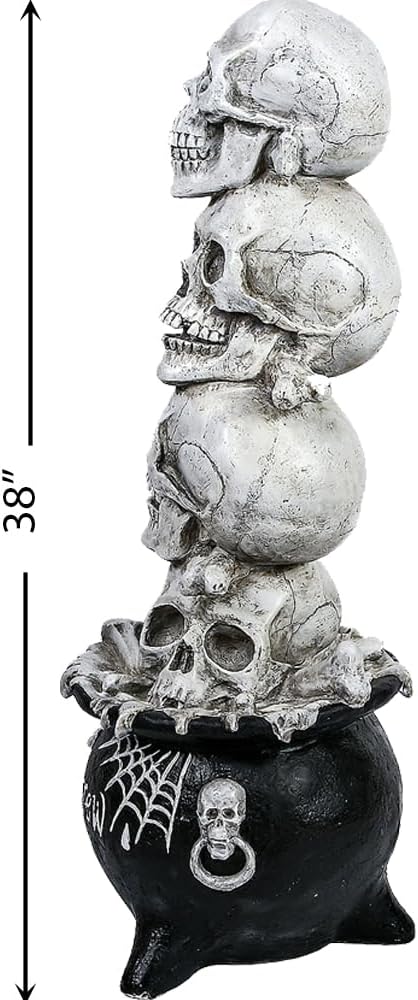 National Tree Company Stacked Skulls Cauldron Table Decoration 38 Inches