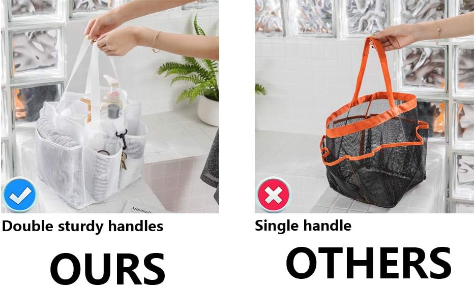 ALYER Mesh Shower Caddy Basket with Large Compartment and 6 Deep Pockets