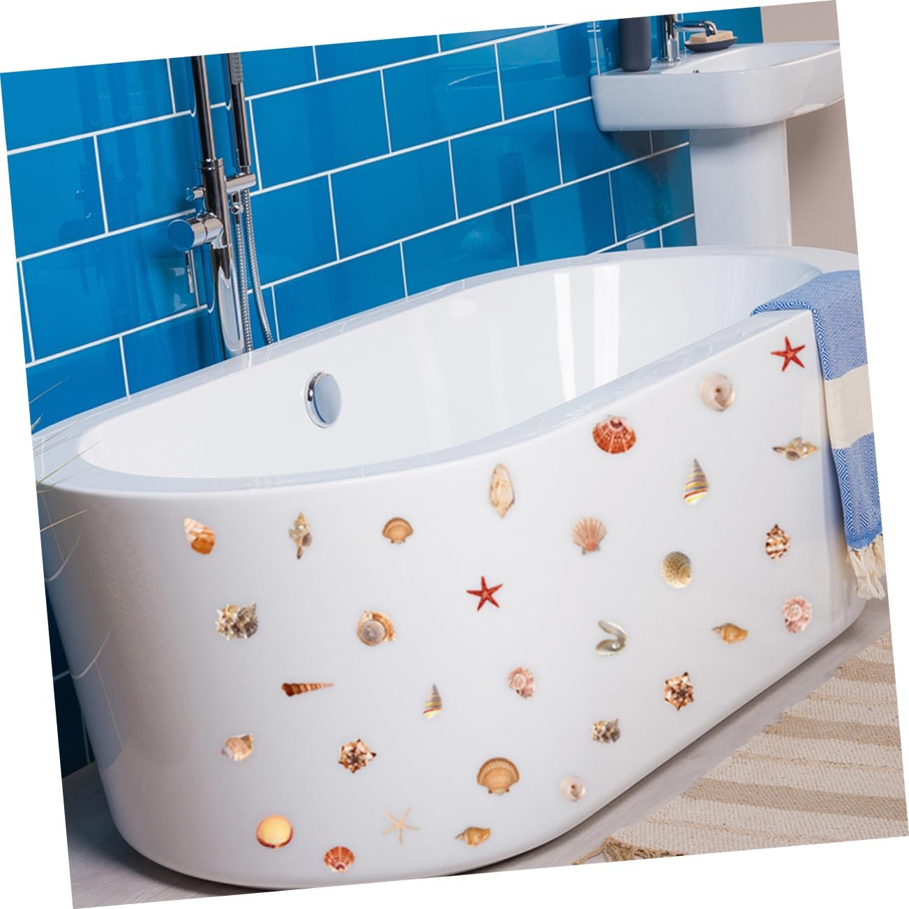 VOSAREA 6 Sheets Shell Pattern Bathtub Stickers
