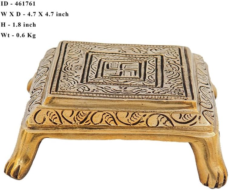 Statuestudio Brass Chowki with Pedestal Antique Finish