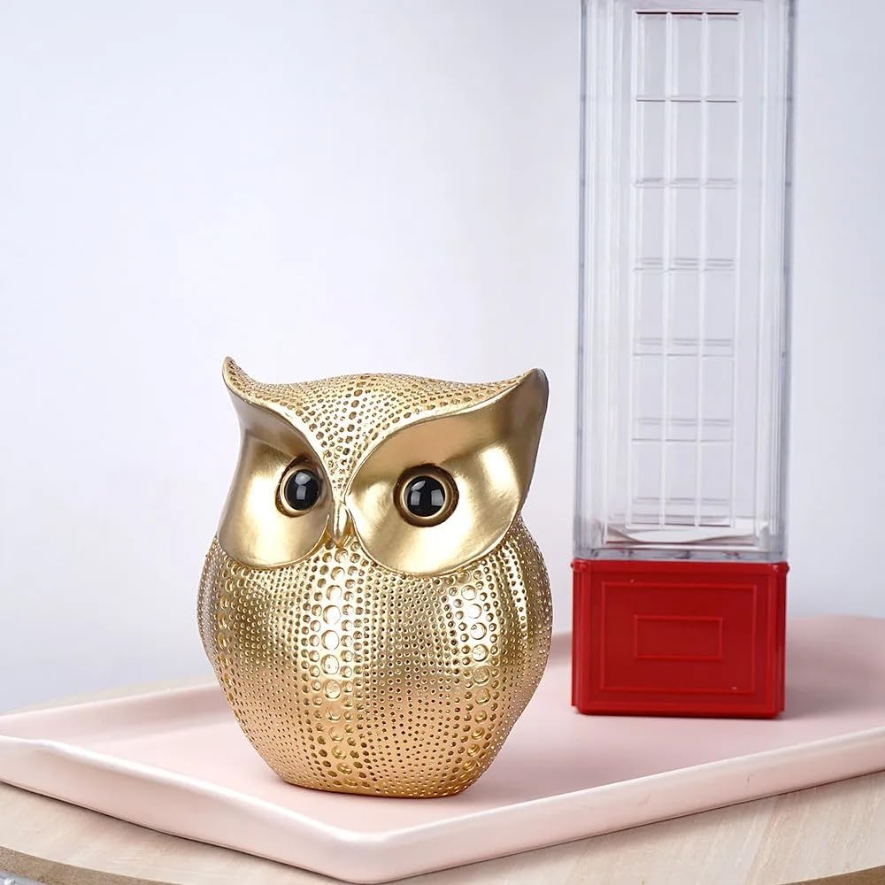 YIKESSHU Gold Owl Sculpture Modern Art Desk Decor