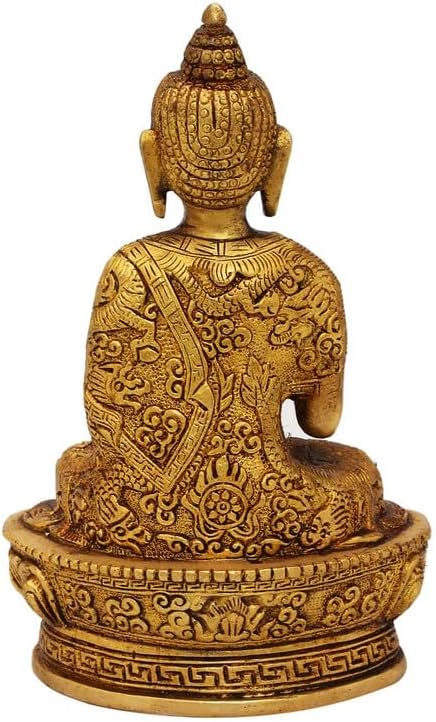 Statuestudio Brass Small Sitting Buddha Statue Golden Finish Meditation Idol