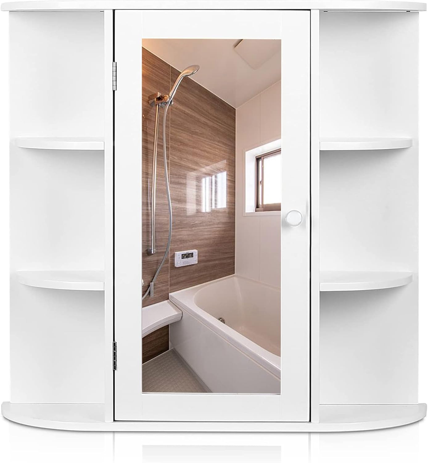 SOMY Medicine Cabinet with Mirror 6 Tier Shelves