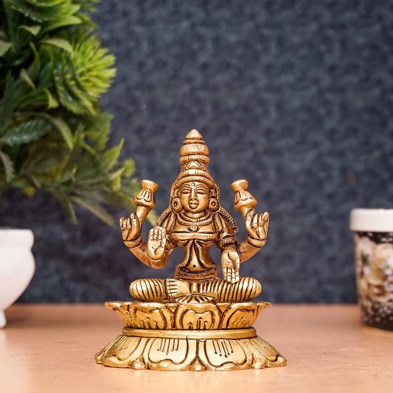 Statuestudio Goddess Lakshmi Brass Statue 3 Inch