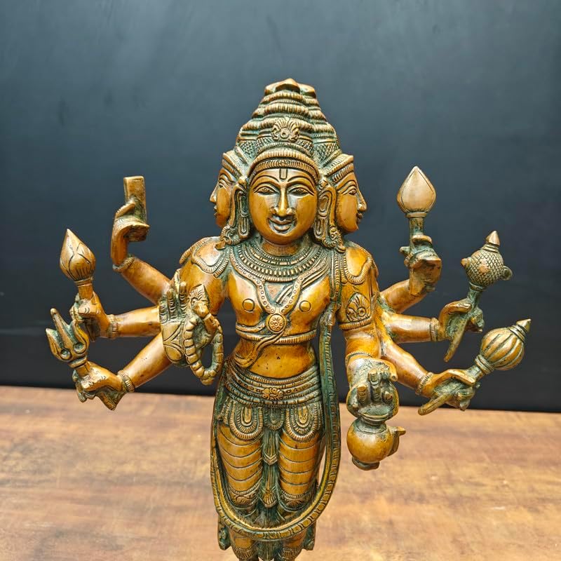 Statuestudio Lord Brahma Statue Brass with Gold Finish