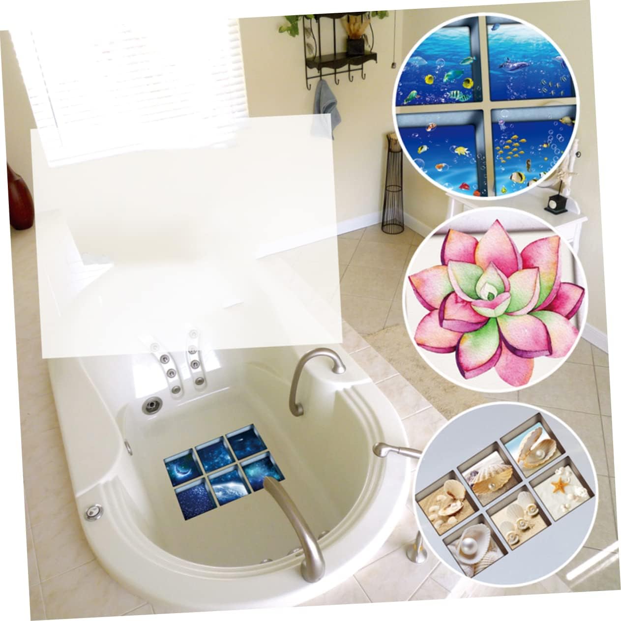 6pcs Bathtub Stickers Safe for Kids Easy to Install