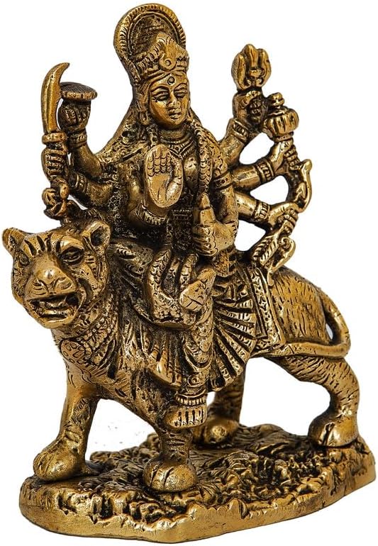 Statuestudio Durga Idol Gold Finish Brass Statue