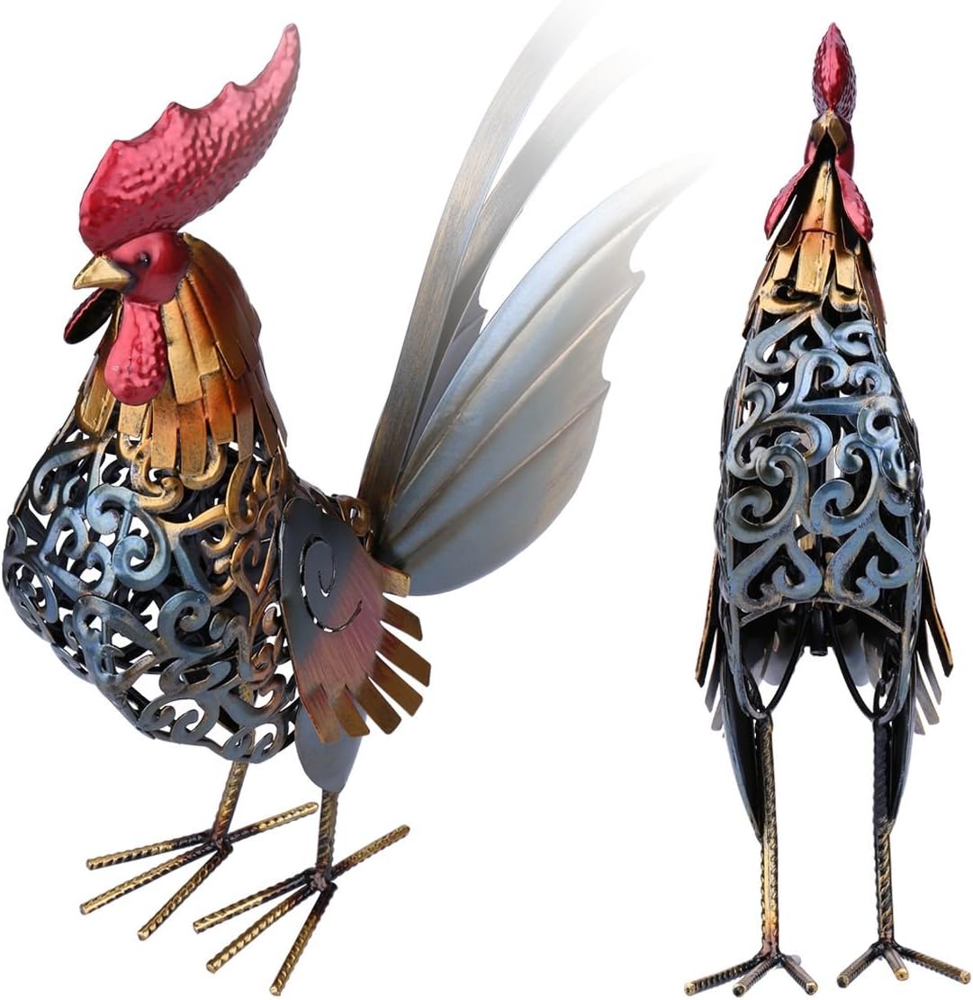 Too Arts Metal Carved Rooster Home Decor Sculpture