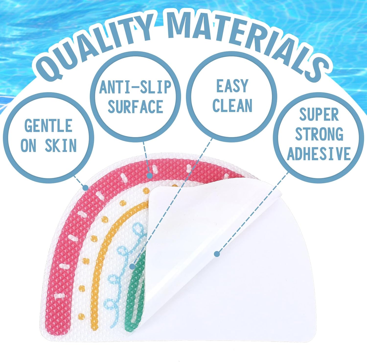 Whaline 20Pcs Boho Rainbow Non Slip Bath Stickers