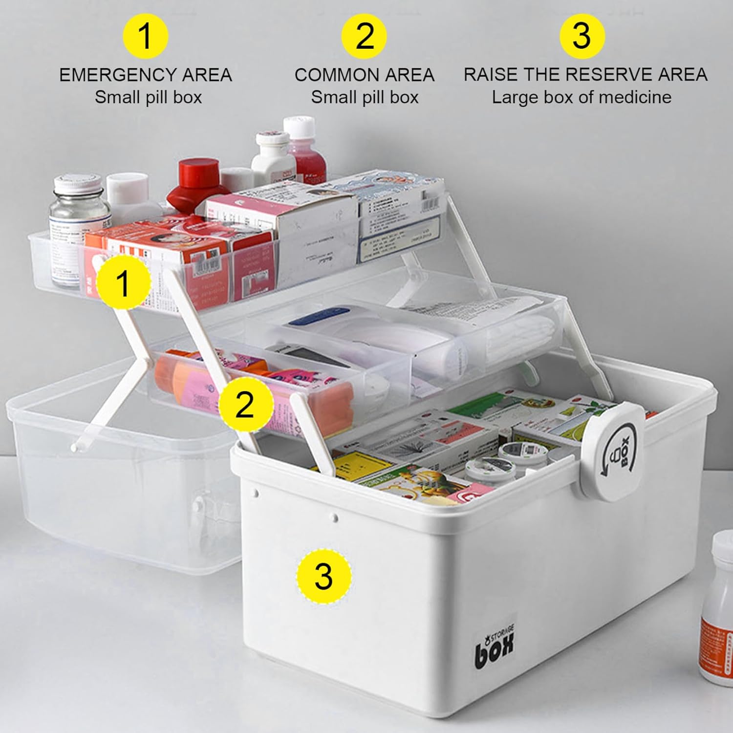 Muzrunq 3-Layer Medicine Cabinet Organizer with Handle