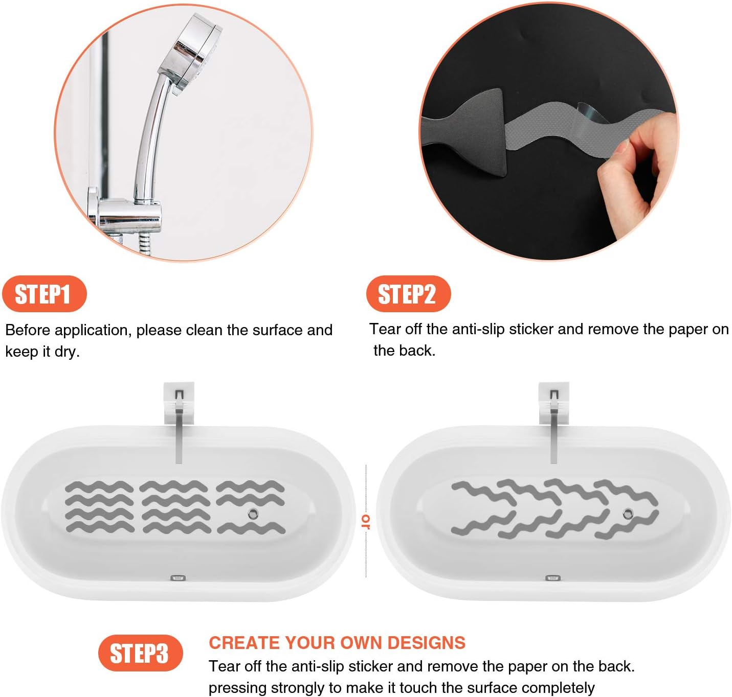 36 PCS Anti-Slip Shower Stickers with Premium Scraper