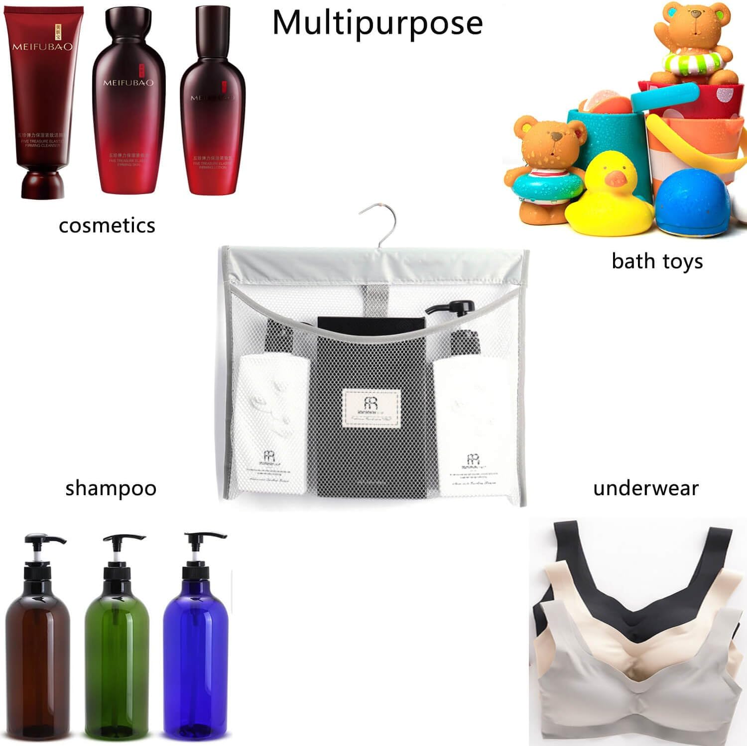 ALYER Hanging Mesh Shower Caddy for Shampoo Conditioner Bath Toys Toiletries