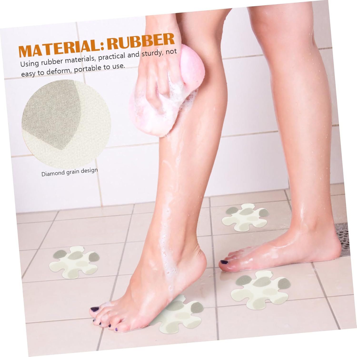IMIKEYA Floral Bathroom Non-Slip Stickers