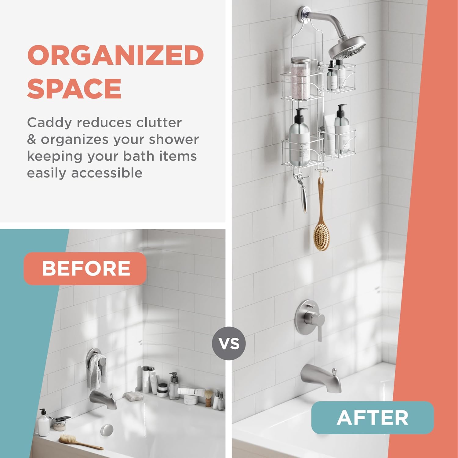 Zenna Home Chrome Expandable Over-The-Shower Caddy
