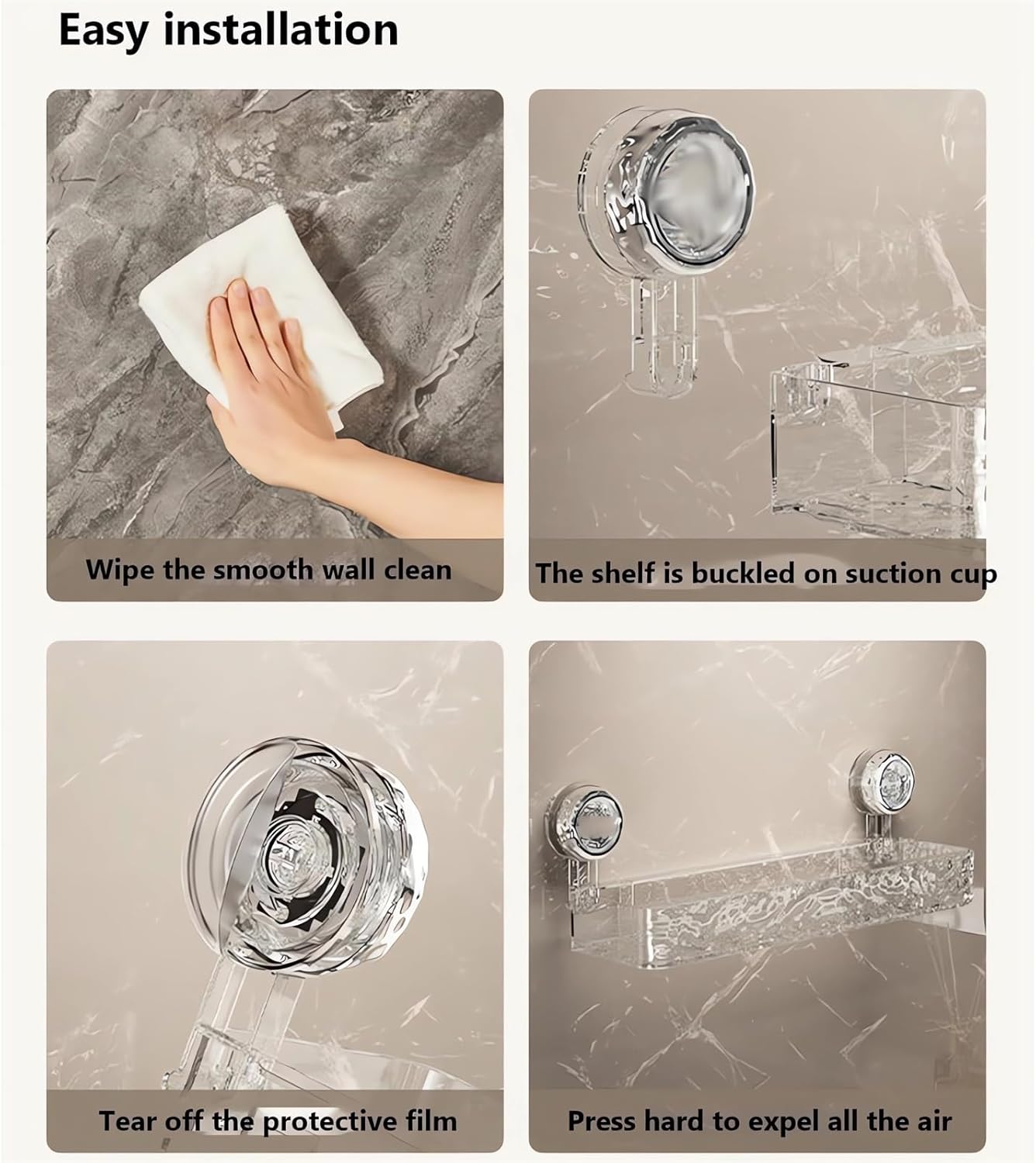 Removable Corrugated Suction Cup Shower Caddy Organizer