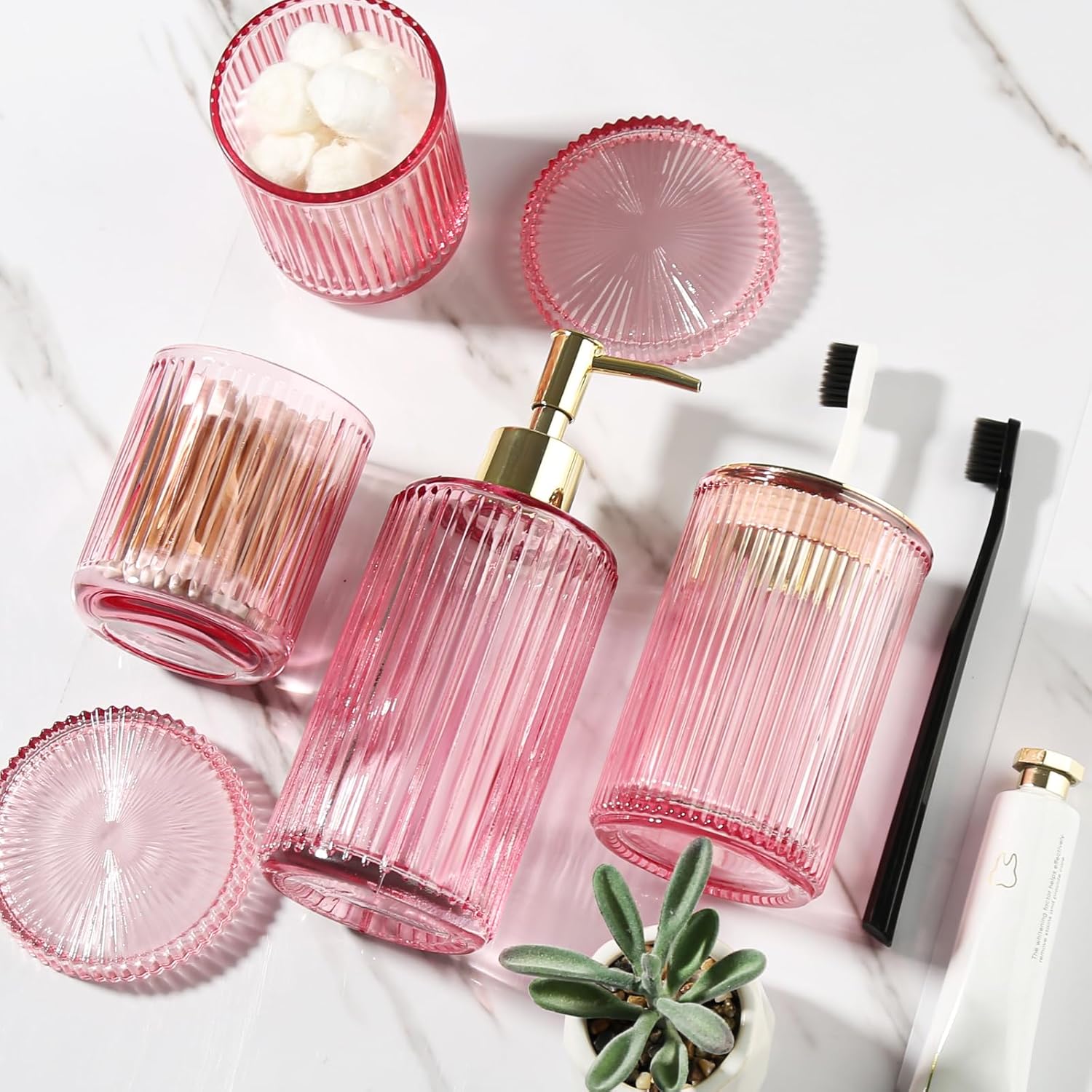 RYTOXILO Pink Bathroom Accessory Set 4 Pack 1