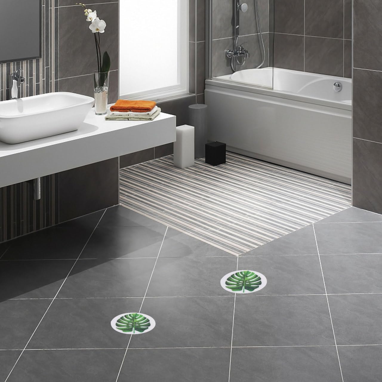 1set Leaf Bathtub Stickers Non-Slip Safety Decals