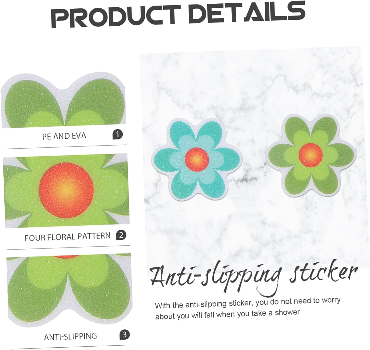 ABOOFAN 4Pcs Non Slip Bathtub Stickers with Flower Design