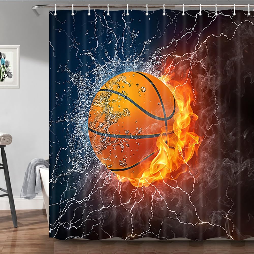 Shocur Sports Shower Curtain Set 72x72 Inches with 12 Hooks