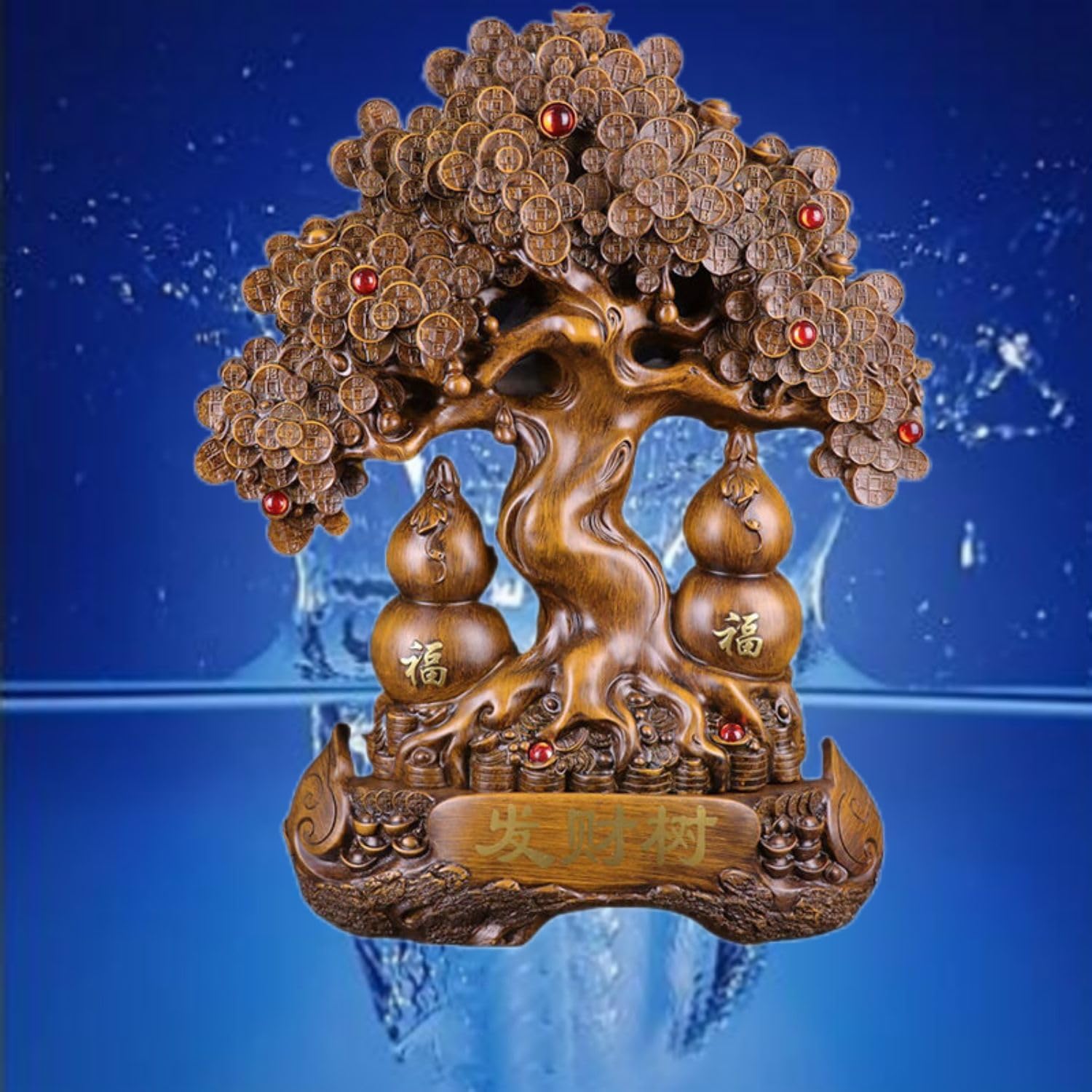 Chinese Feng Shui Resin Wealth Tree Statue for Home and Office