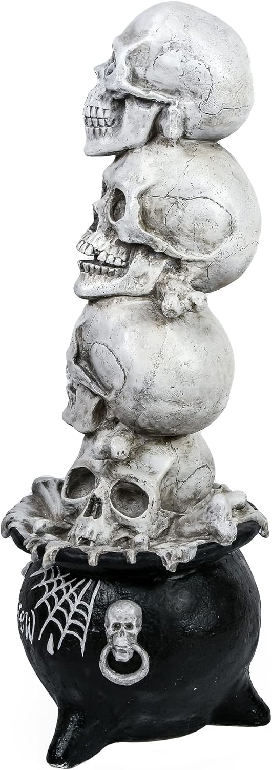 National Tree Company Stacked Skulls Cauldron Table Decoration 38 Inches
