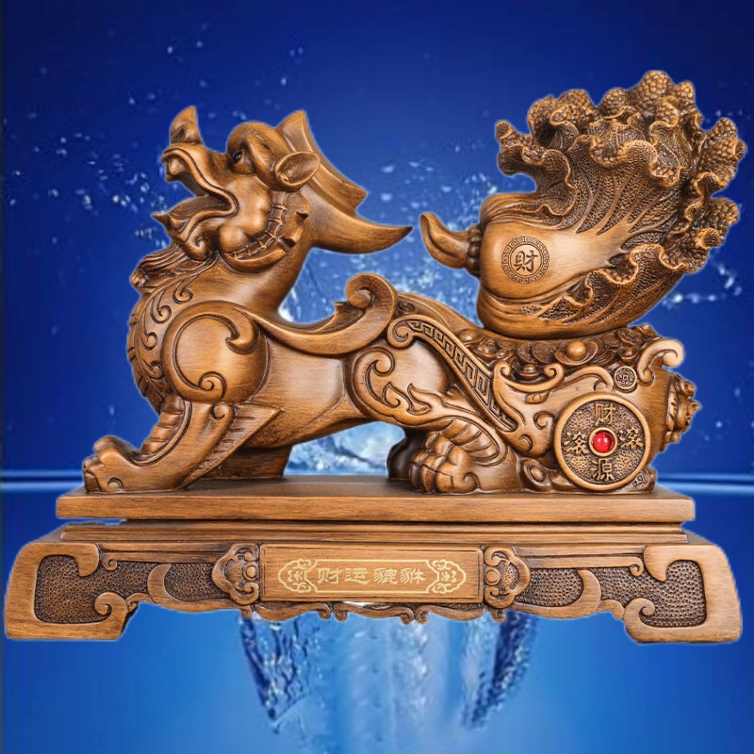 Feng Shui Wealth Statue Resin and Jade Bok Choy Decor