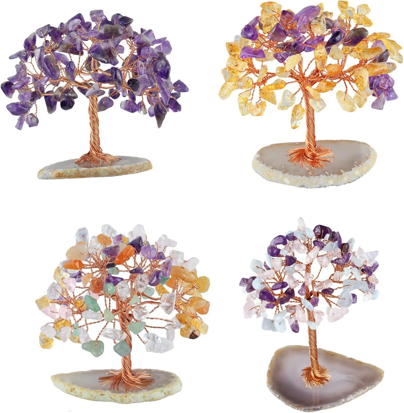 Copper Wire Amethyst Tree Desk Statue Decor