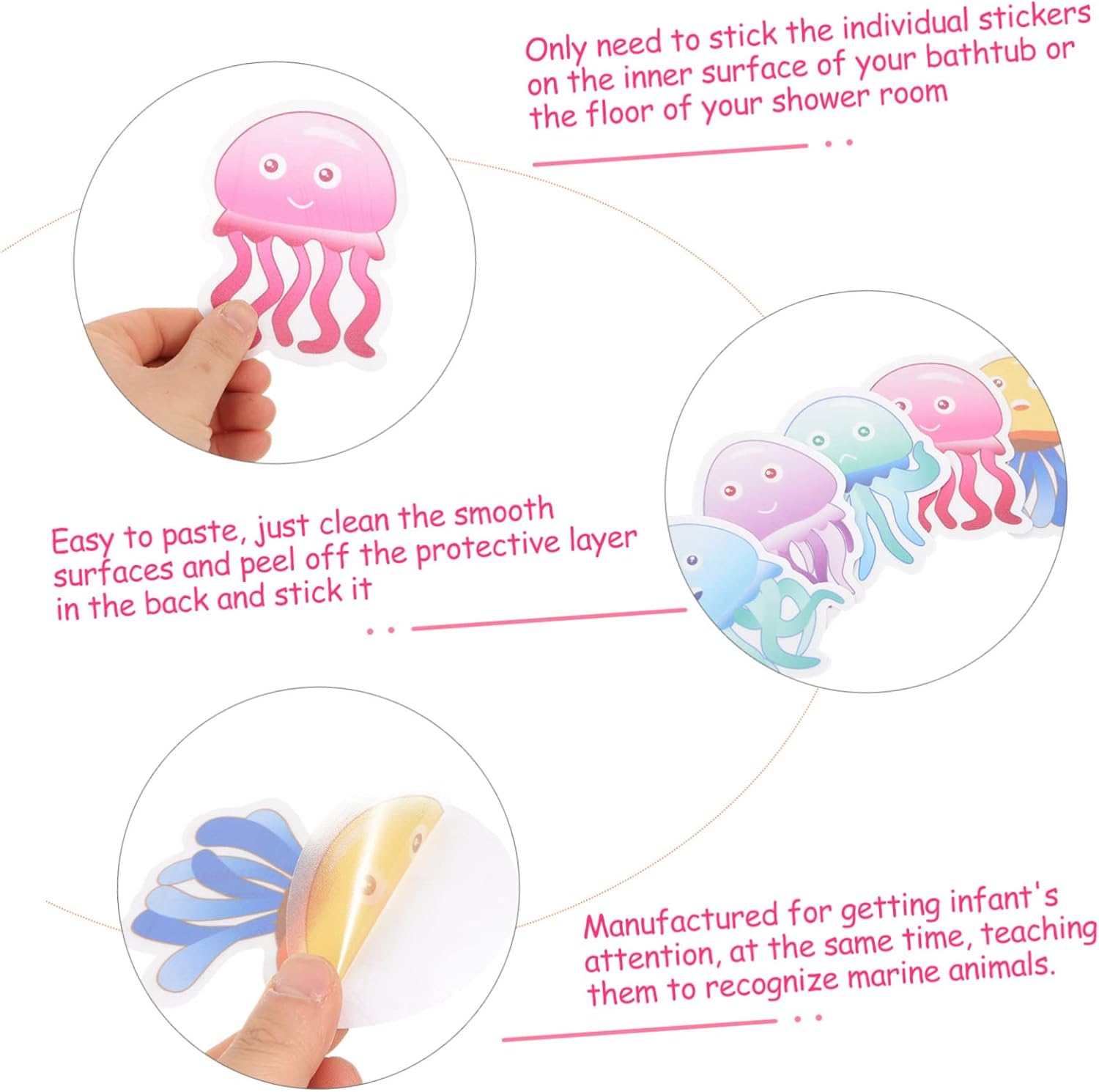 Ciieeo 10pcs Anti Slip Bathtub Stickers with Cartoon Designs