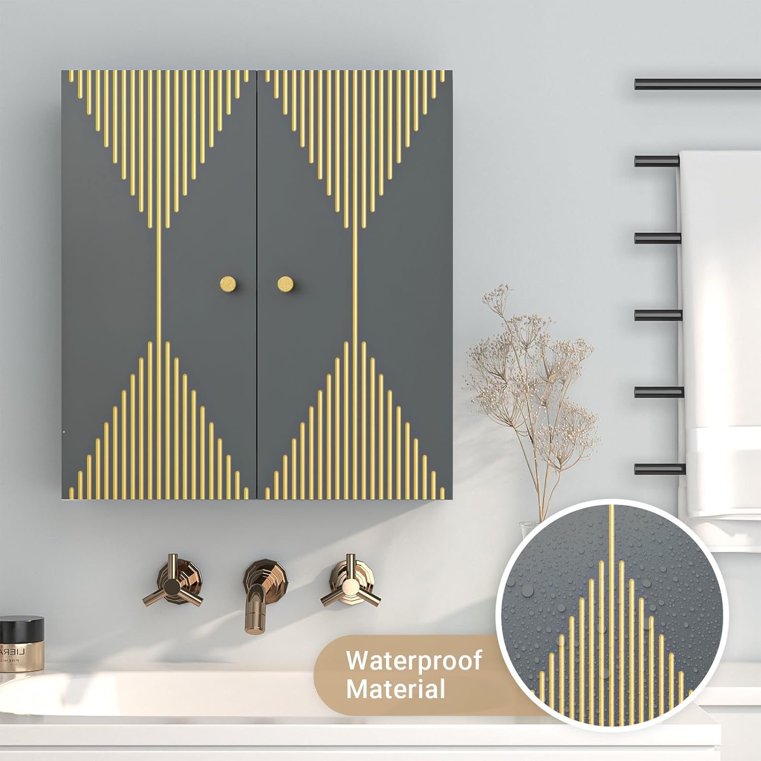 VOXANOXI Bathroom Cabinet Wall Mount Premium Design Over the Toilet Storage Cabinet