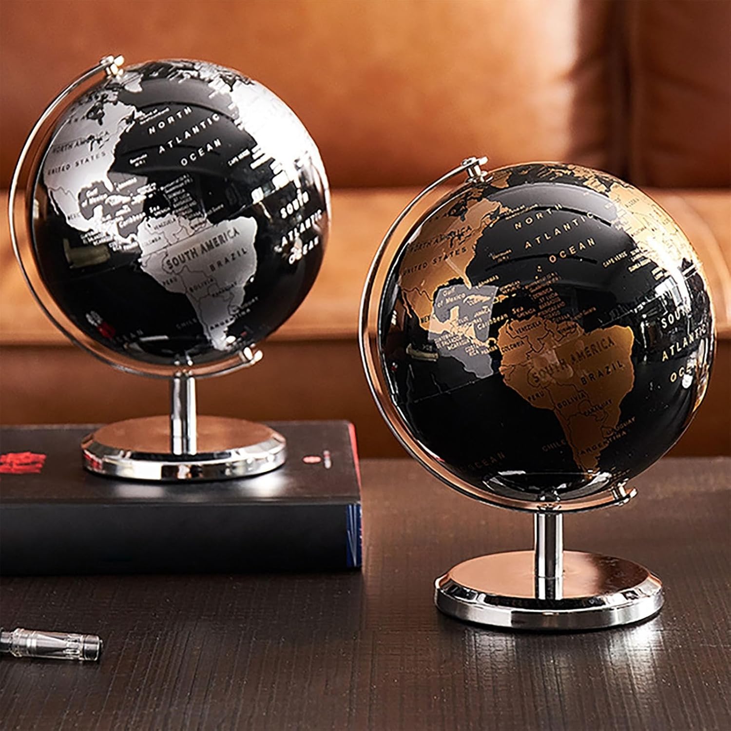 360 Rotating Globe Sculpture - Home Decor Coffee Table Decor