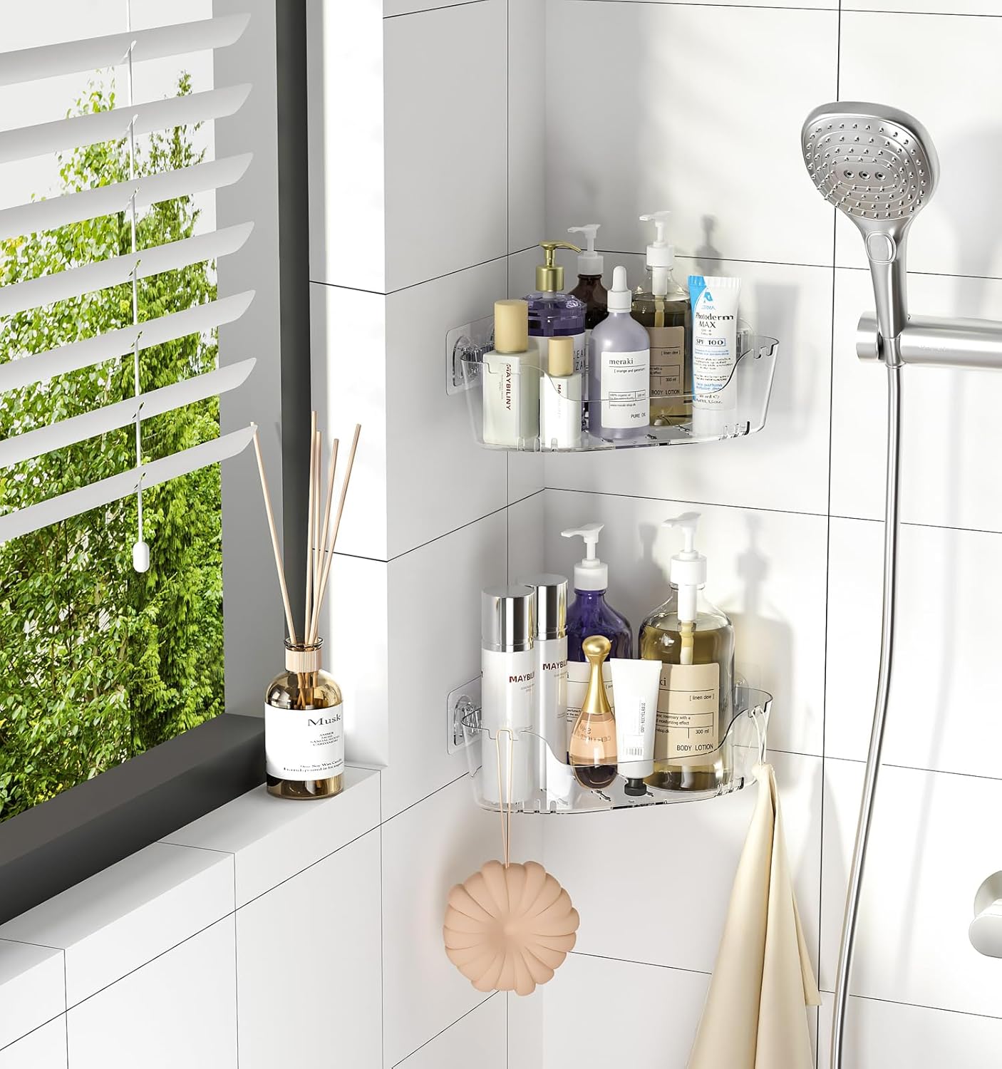JNDETOP Corner Shower Caddy 3-Pack Adhesive Organizer