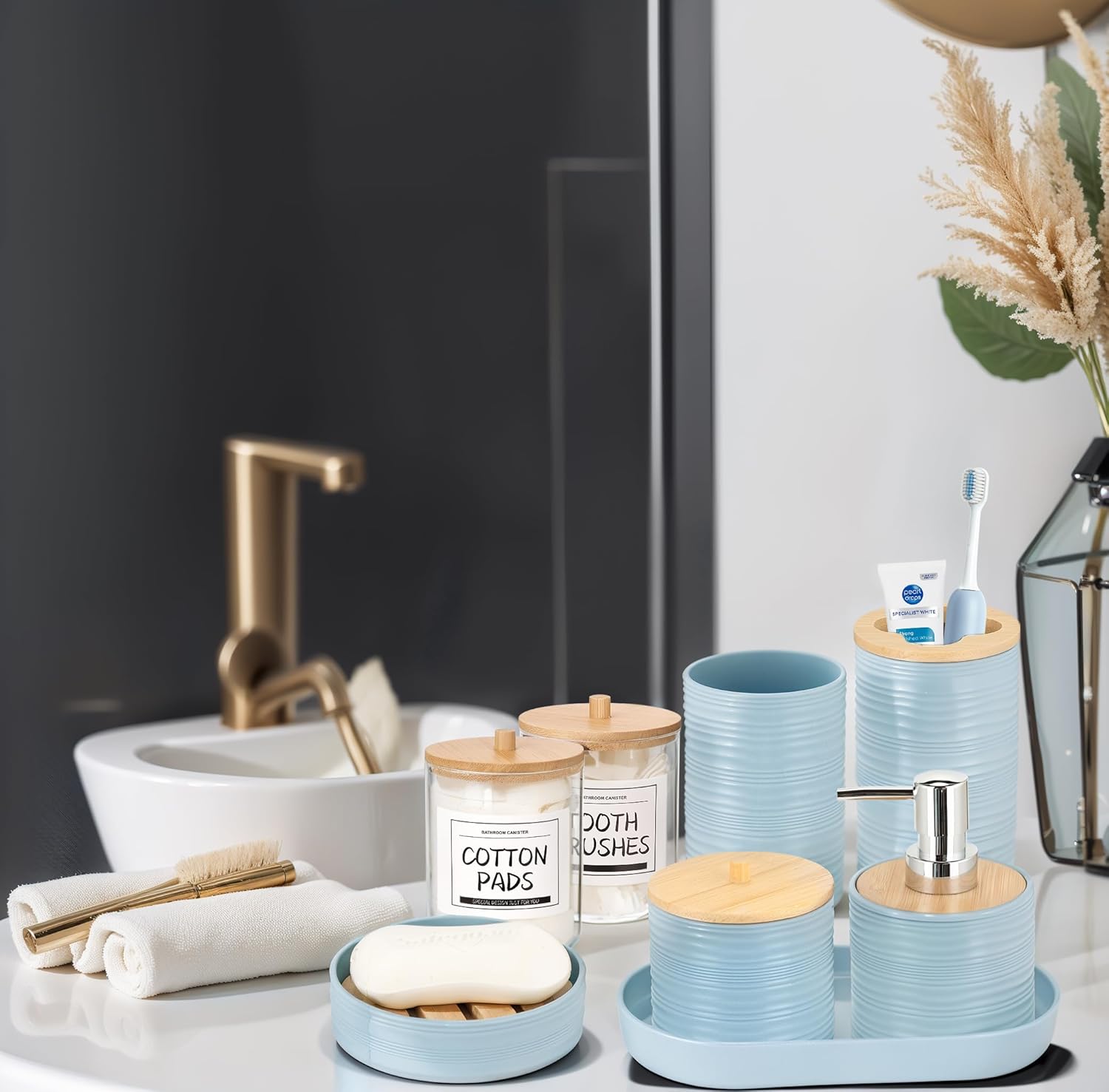 IMAVO 11Pcs Blue Bathroom Accessories Set