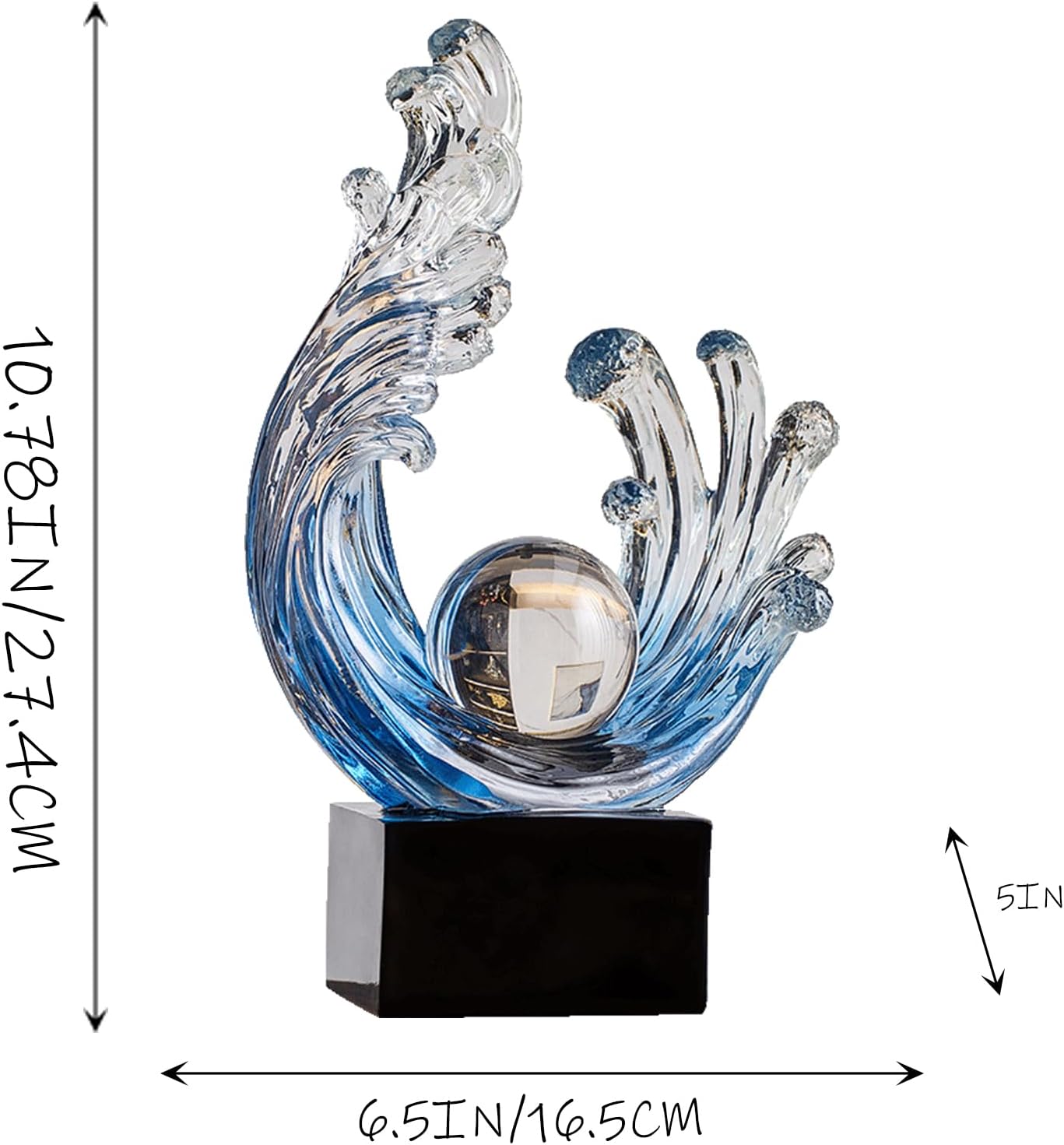 Modern Abstract Wave Statue Blue Art Home Decor