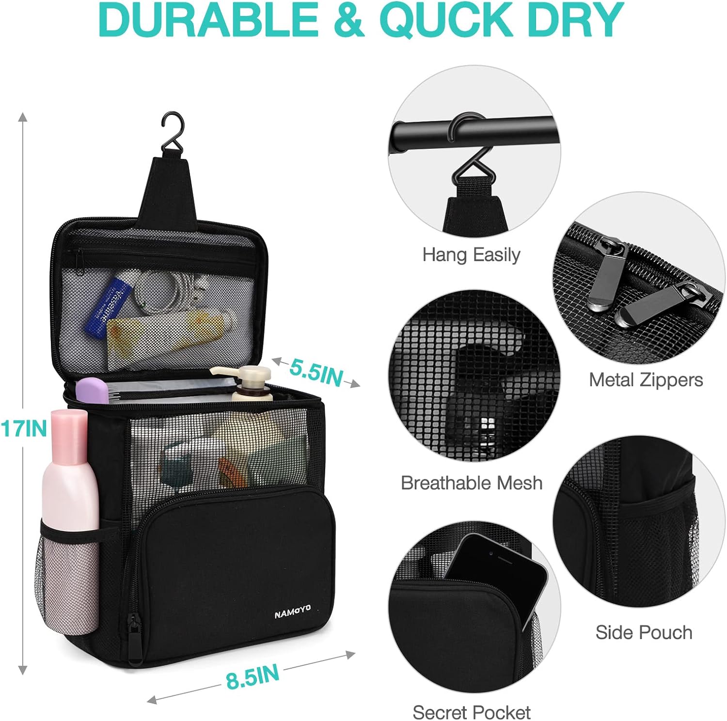 Hatisan 1PC Portable Shower Caddy for Dorm Room and Travel