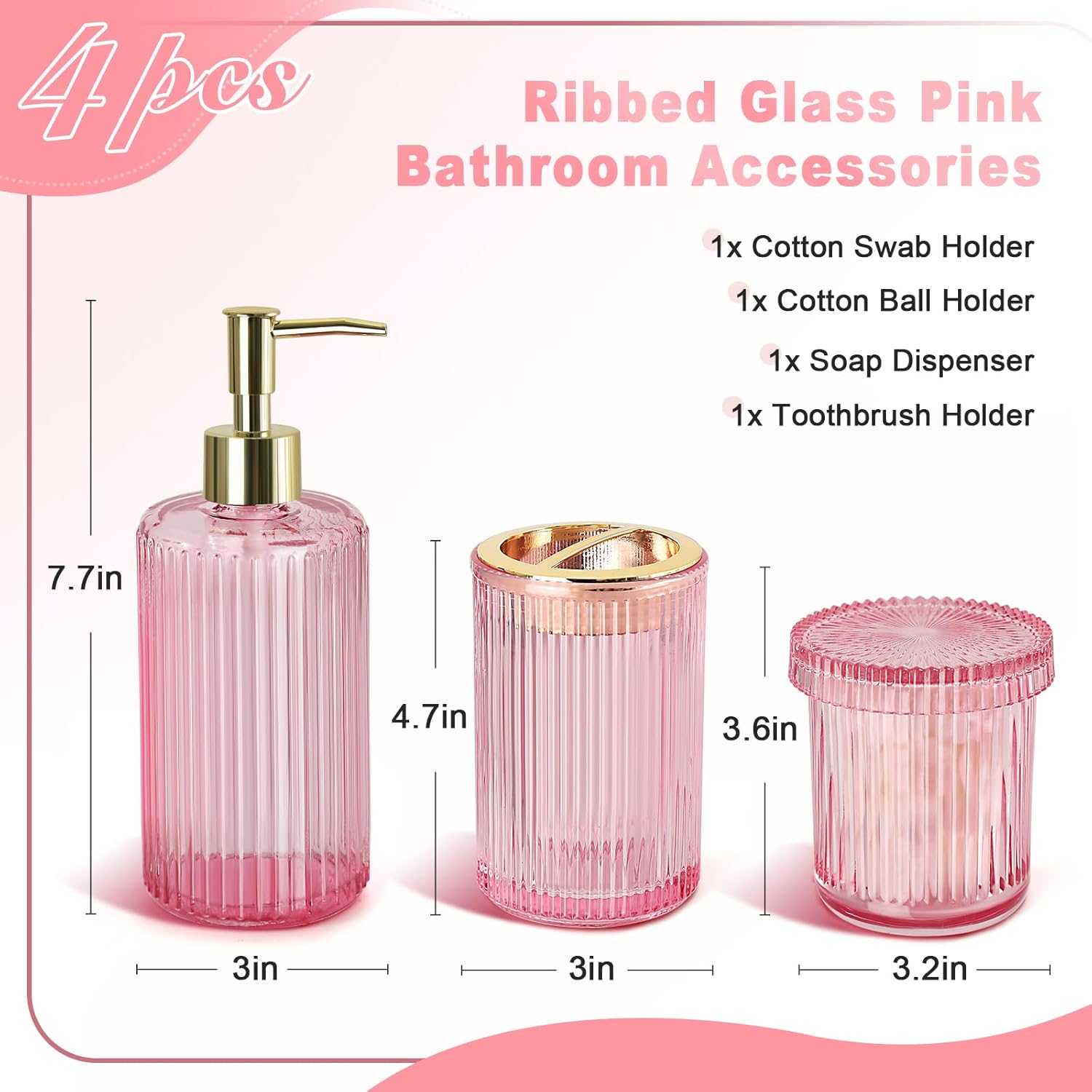 RYTOXILO Pink Bathroom Accessory Set 4 Pack 1