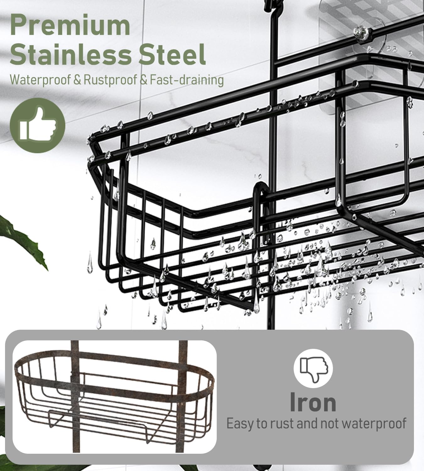 WXCGX Hanging Shower Caddy with 2 Baskets and Hooks
