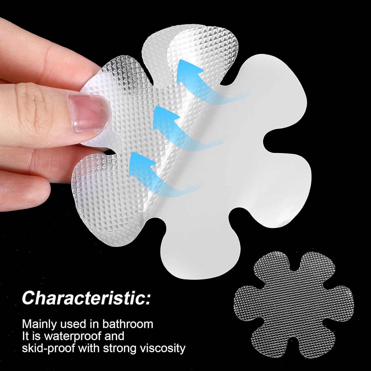Heclia Transparent Non-Slip Bathtub Stickers 36 Mats Black Scraper