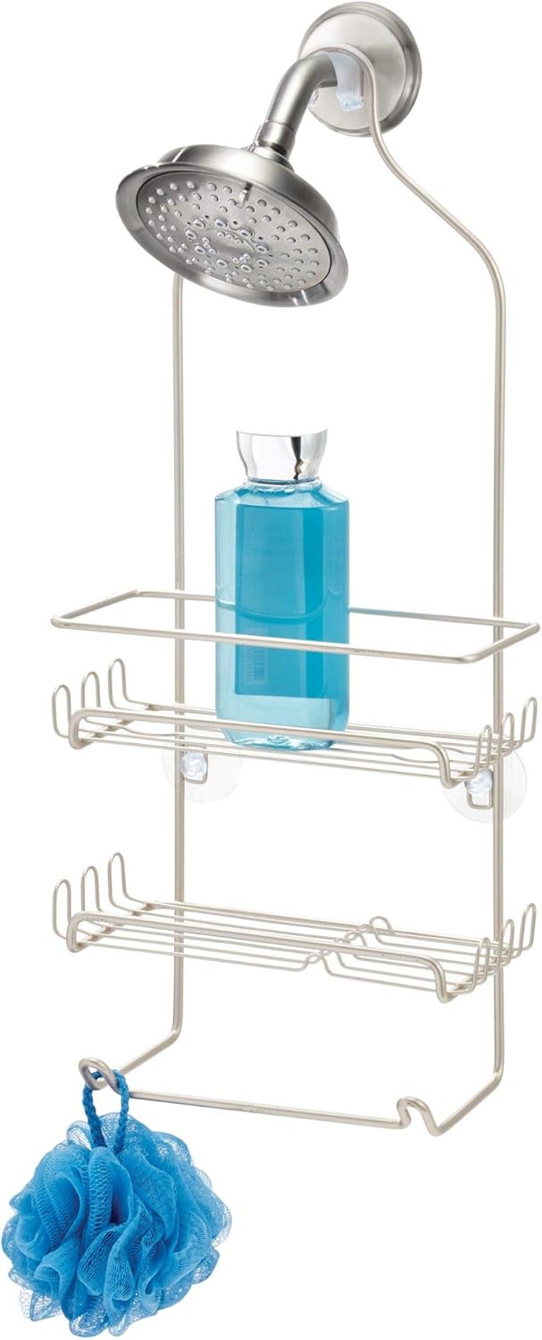 InterDesign Milo Metal Wire Shower Caddy Satin Silver