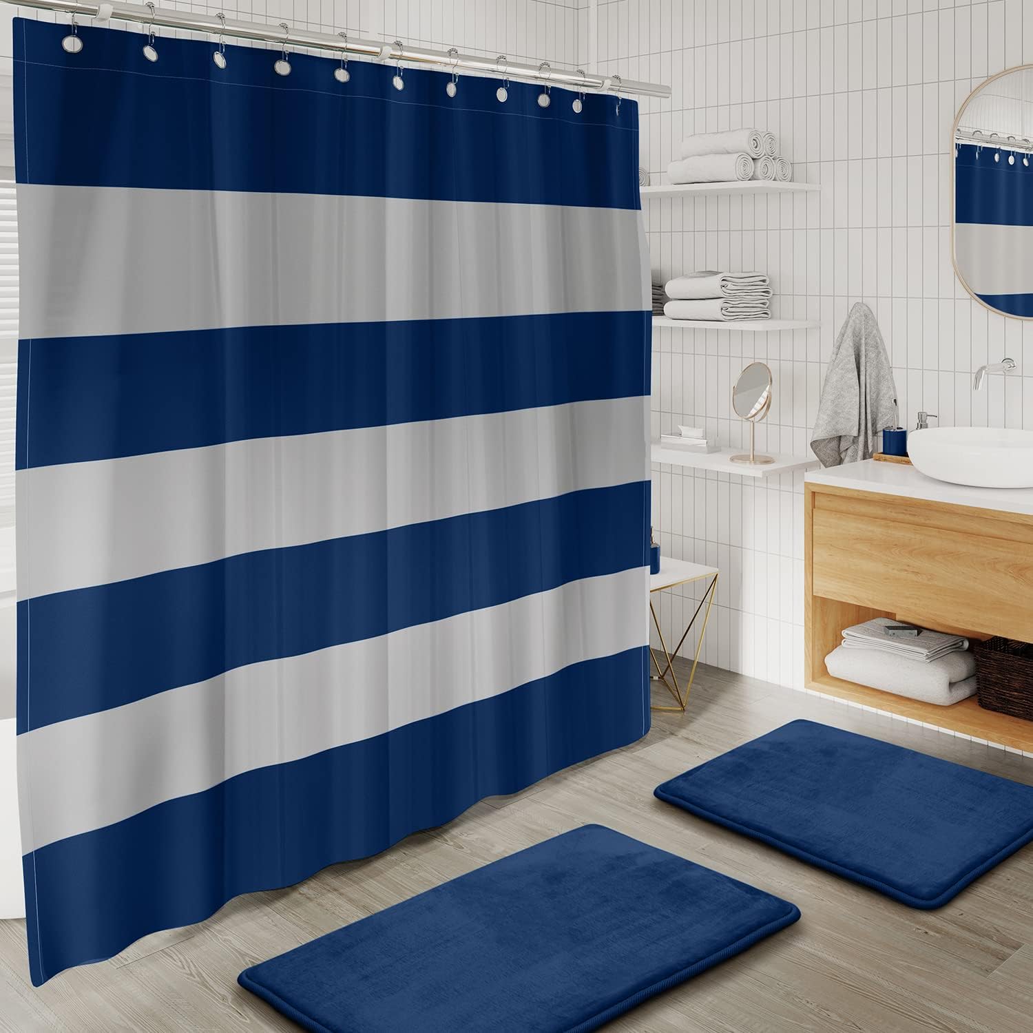 Clara Clark Navy Blue Bathroom Accessory Set 20PC