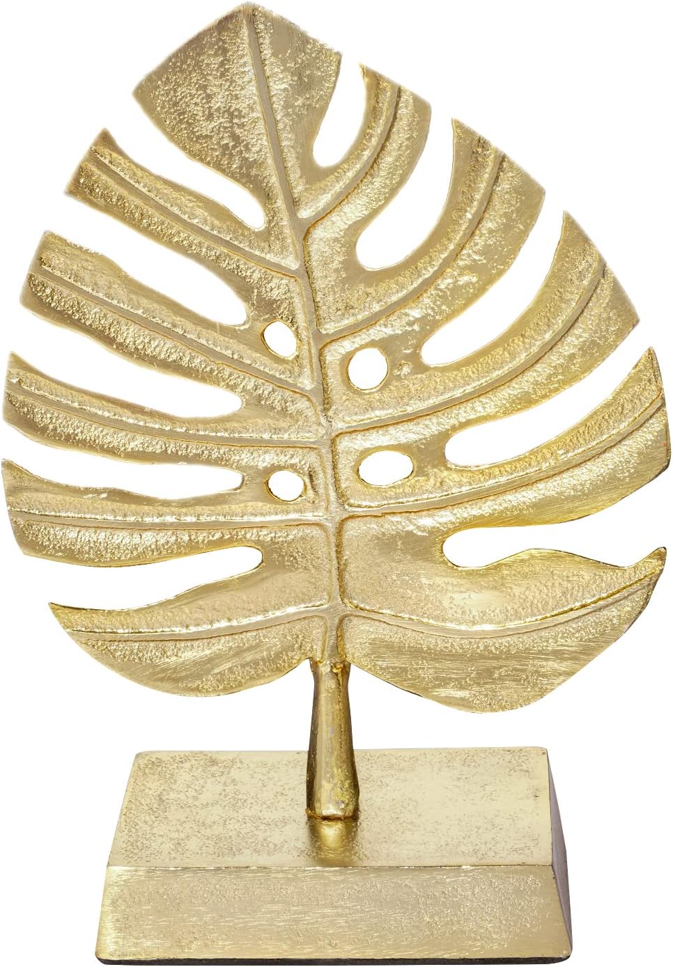 MyGift Brass Tone Palm Leaf Modern Art Sculpture Decor